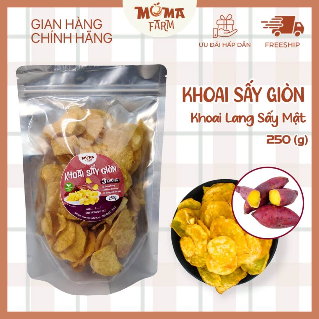 khoai lang sấy mật giòn moma farm 250g