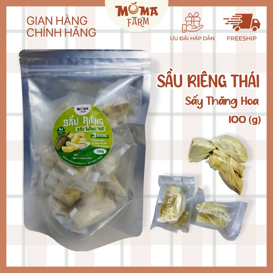 sầu riêng thái sấy thăng hoa moma farm 100g
