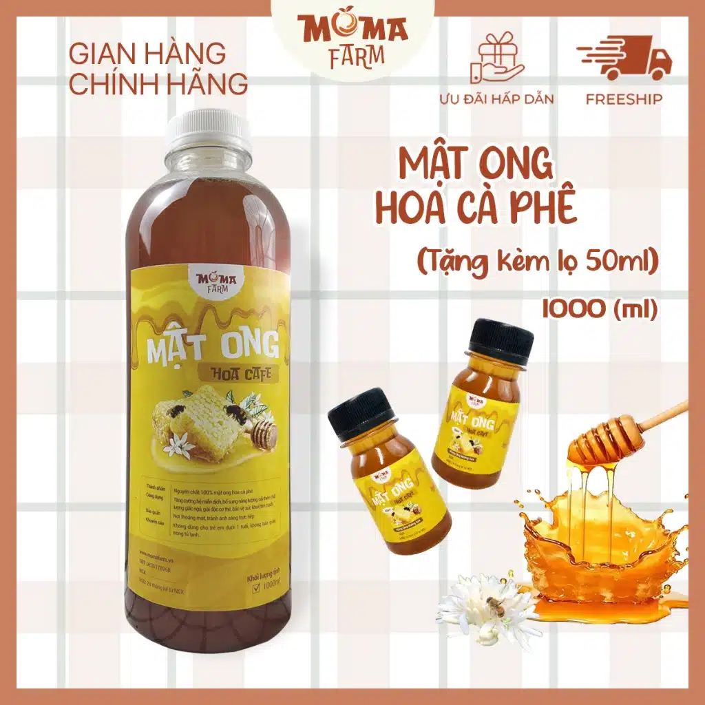 Mật ong hoa cà phê nguyên chất Moma Farm 1ít – Đặc sản Tây Nguyên