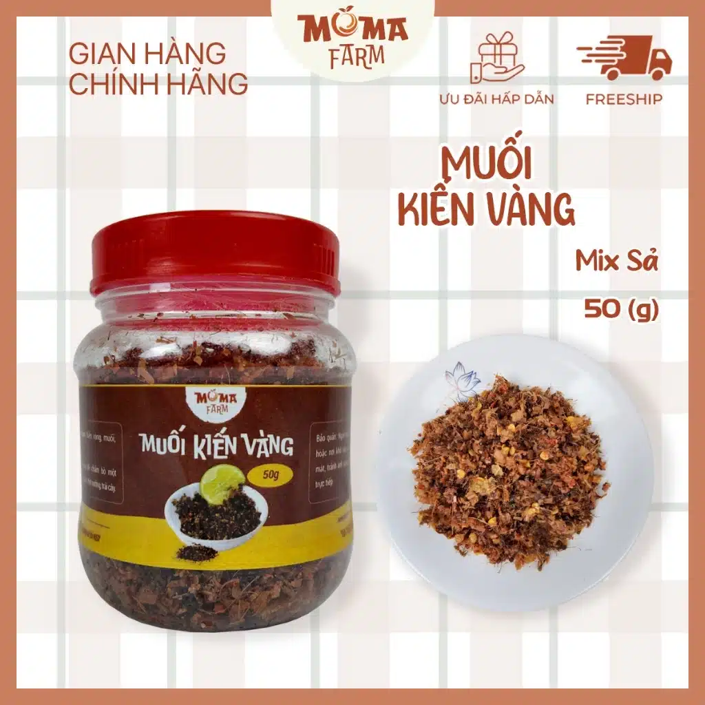 Muối kiến vàng Moma Farm hũ 50g, đặc sản Gia Lai ăn kèm bò một nắng cực ngon