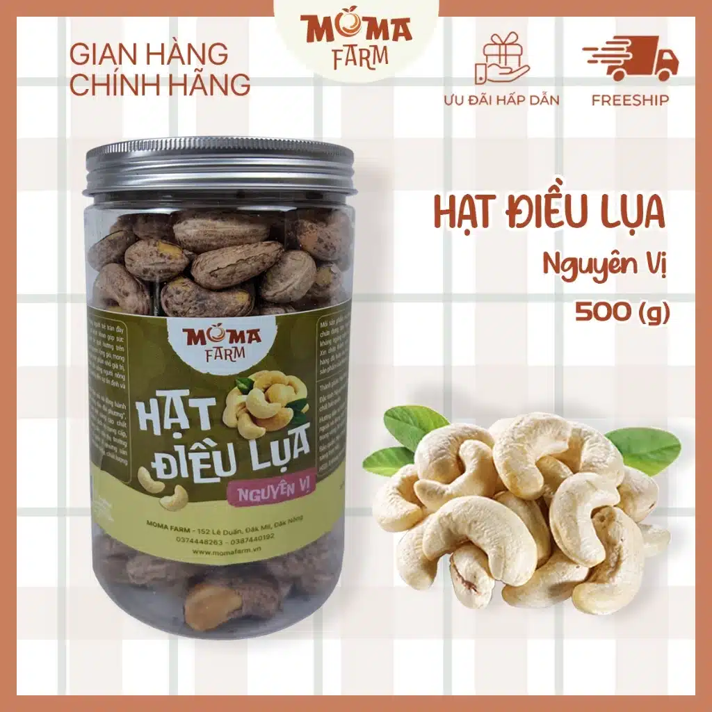 Hạt điều nguyên vị hũ pet 500g, hạt dinh dưỡng bổ dưỡng nông sản Moma Farm