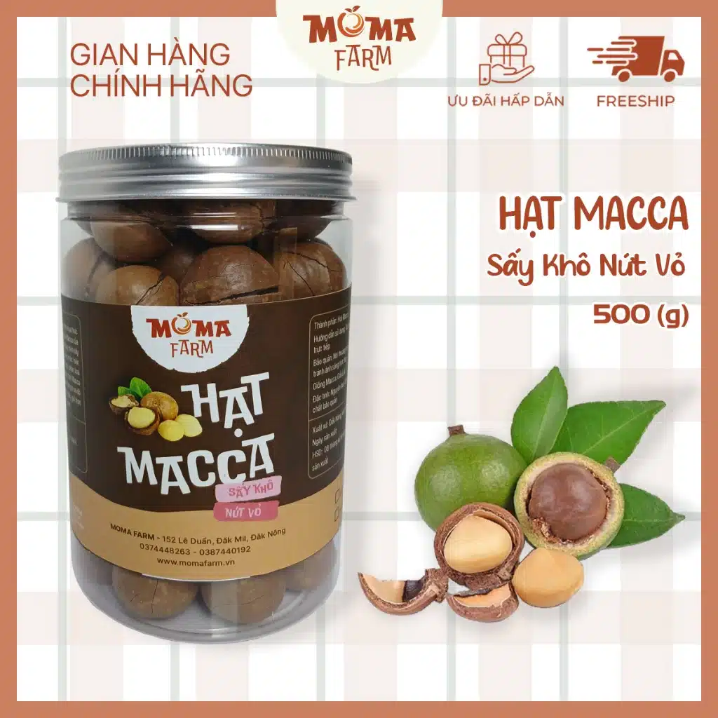 Hạt mắc ca dinh dưỡng Đắk Lắk nứt vỏ 500g tốt cho sức khỏe giảm cân, bà bầu -  Moma Farm