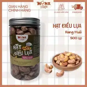 Hạt điều rang muối hũ pet 500g, hạt dinh dưỡng chất lượng Nông Sản Moma Farm